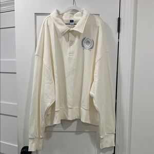 Cream Polo Shirt with Embroidered Logo Size XL